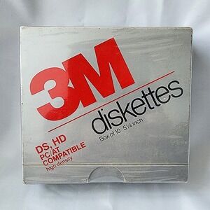 3M Diskettes Box of 10 5.25"‎ DS HD PC AT Compatible High Density Vintage Sealed